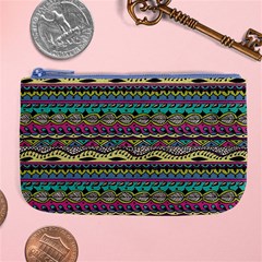 Aztec Pattern Cool Colors Large Coin Purse