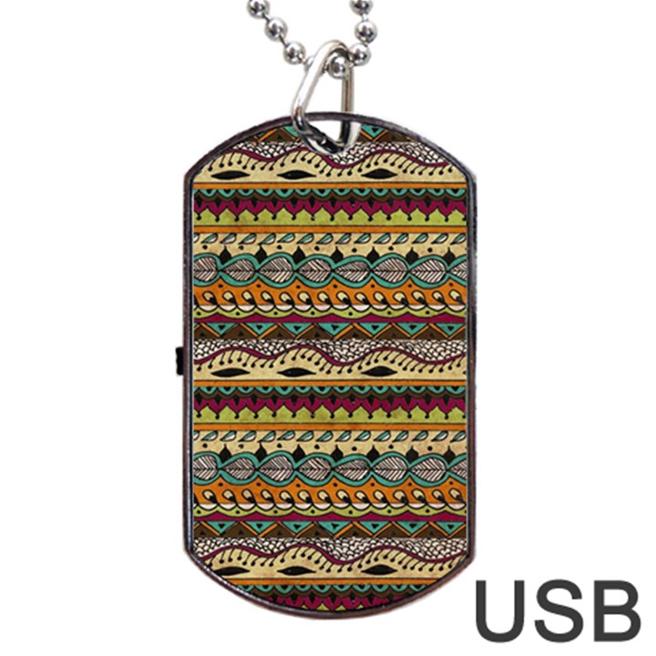 Aztec Pattern Ethnic Dog Tag USB Flash (One Side)