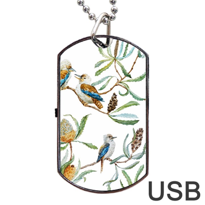 Australian Kookaburra Bird Pattern Dog Tag USB Flash (Two Sides)