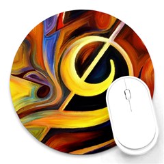 Art Oil Picture Music Nota Round Mousepads by BangZart