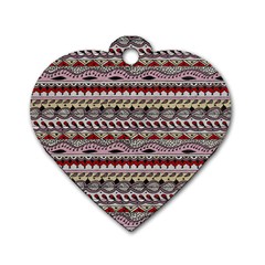 Aztec Pattern Art Dog Tag Heart (two Sides) by BangZart