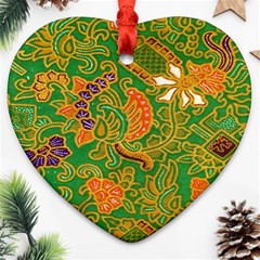 Art Batik The Traditional Fabric Heart Ornament (two Sides) by BangZart