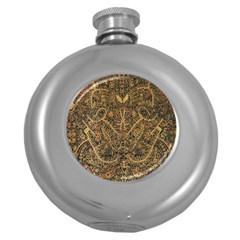 Art Indonesian Batik Round Hip Flask (5 Oz) by BangZart