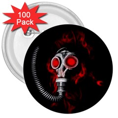 Gas Mask 3  Buttons (100 Pack)  by Valentinaart