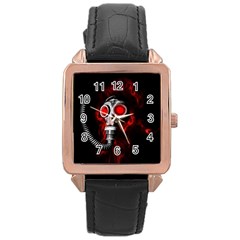 Gas Mask Rose Gold Leather Watch  by Valentinaart