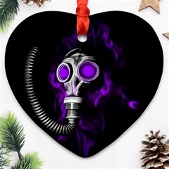 Gas Mask Heart Ornament (two Sides) by Valentinaart