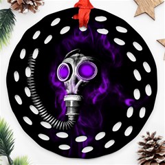 Gas Mask Round Filigree Ornament (two Sides) by Valentinaart