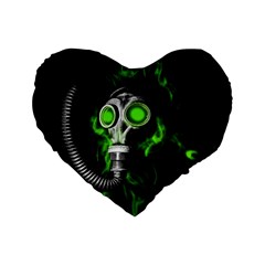 Gas Mask Standard 16  Premium Flano Heart Shape Cushions by Valentinaart