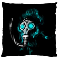 Gas Mask Large Flano Cushion Case (one Side) by Valentinaart