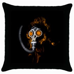 Gas Mask Throw Pillow Case (black) by Valentinaart