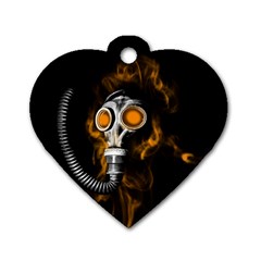 Gas Mask Dog Tag Heart (two Sides) by Valentinaart