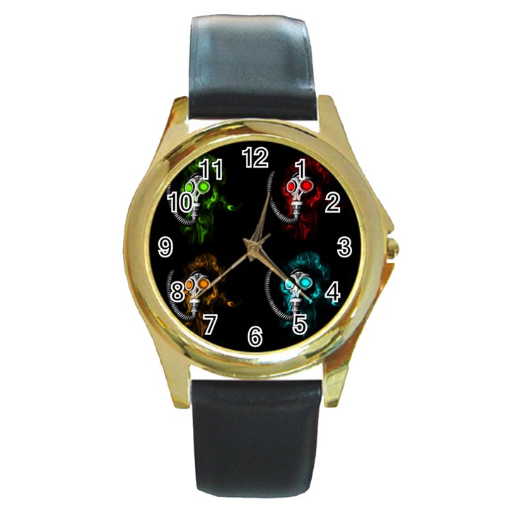 Gas mask Round Gold Metal Watch