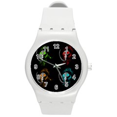 Gas Mask Round Plastic Sport Watch (m) by Valentinaart