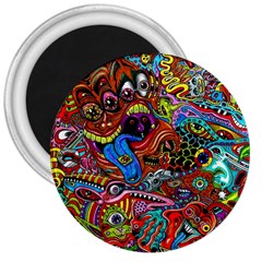 Art Color Dark Detail Monsters Psychedelic 3  Magnets by BangZart