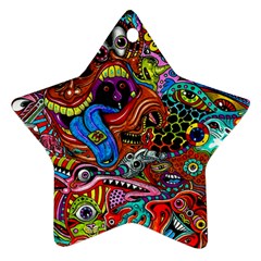 Art Color Dark Detail Monsters Psychedelic Ornament (star) by BangZart