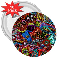 Art Color Dark Detail Monsters Psychedelic 3  Buttons (10 Pack)  by BangZart