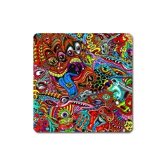 Art Color Dark Detail Monsters Psychedelic Square Magnet by BangZart