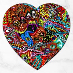 Art Color Dark Detail Monsters Psychedelic Jigsaw Puzzle (heart) by BangZart