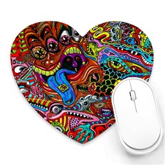 Art Color Dark Detail Monsters Psychedelic Heart Mousepads by BangZart