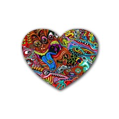 Art Color Dark Detail Monsters Psychedelic Heart Coaster (4 Pack)  by BangZart