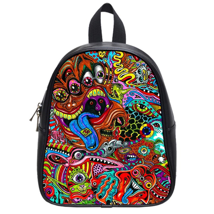 Art Color Dark Detail Monsters Psychedelic School Bags (Small) 