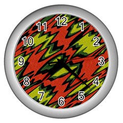 Distorted shapes                           Wall Clock (Silver)