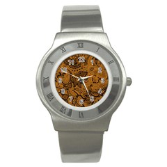 Art Traditional Batik Flower Pattern Stainless Steel Watch by BangZart