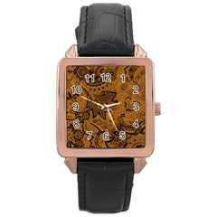 Art Traditional Batik Flower Pattern Rose Gold Leather Watch  by BangZart