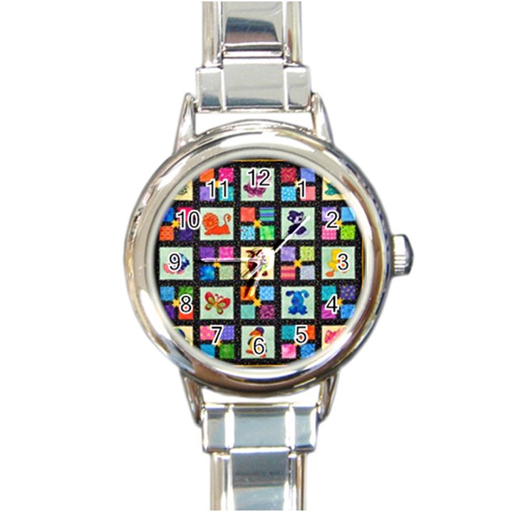 Animal Party Pattern Round Italian Charm Watch