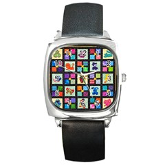 Animal Party Pattern Square Metal Watch by BangZart