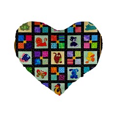 Animal Party Pattern Standard 16  Premium Flano Heart Shape Cushions by BangZart