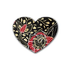 Art Batik Pattern Rubber Coaster (heart)  by BangZart