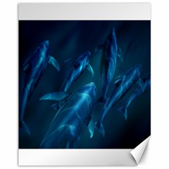 Dolphins Blue Canvas 11  X 14   by DBDesigns