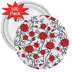 Texture Roses Flowers 3  Buttons (100 Pack)  by BangZart