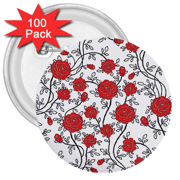 Texture Roses Flowers 3  Buttons (100 pack) 