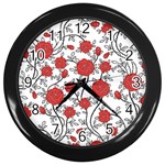 Texture Roses Flowers Wall Clocks (Black) Front