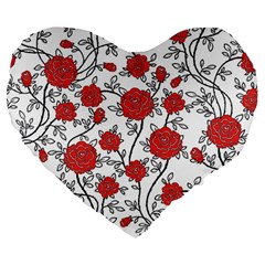 Texture Roses Flowers Large 19  Premium Heart Shape Cushions by BangZart