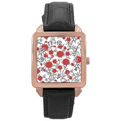 Texture Roses Flowers Rose Gold Leather Watch  by BangZart