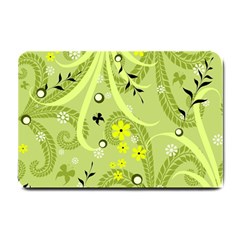 Flowers On A Green Background                            Small Doormat by LalyLauraFLM