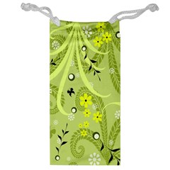 Flowers On A Green Background                            Jewelry Bag by LalyLauraFLM