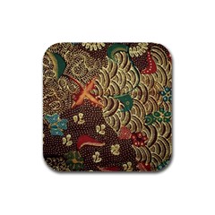 Art Traditional Flower  Batik Pattern Rubber Square Coaster (4 Pack)  by BangZart