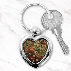 Art Traditional Flower  Batik Pattern Key Chains (heart)  by BangZart