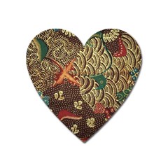 Art Traditional Flower  Batik Pattern Heart Magnet by BangZart