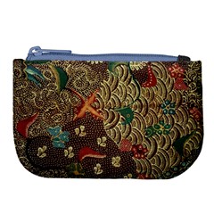 Art Traditional Flower  Batik Pattern Large Coin Purse