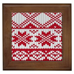 Crimson Knitting Pattern Background Vector Framed Tiles by BangZart