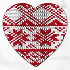 Crimson Knitting Pattern Background Vector Jigsaw Puzzle (heart) by BangZart