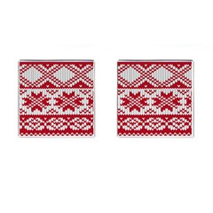 Crimson Knitting Pattern Background Vector Cufflinks (square)