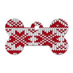 Crimson Knitting Pattern Background Vector Dog Tag Bone (two Sides)