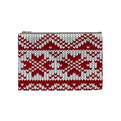 Crimson Knitting Pattern Background Vector Cosmetic Bag (medium) 