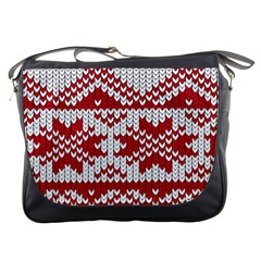 Crimson Knitting Pattern Background Vector Messenger Bags by BangZart